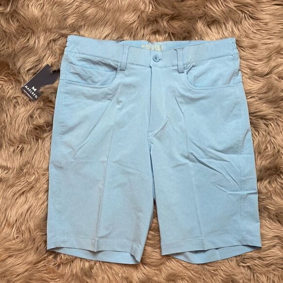 Maelreg Men’s Proflex Sky Blue Pinstripe Active Golf Casual Shorts Quick-dry - Picture 2 of 15